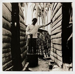 Grinding Coffee in Cuba rare one of a kind gelatin silver lith print, figurative