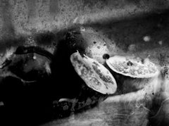 Knife, Contemporary still life photo of pomegranates, abstract, black and white