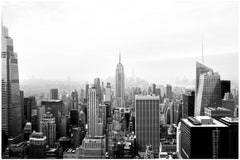 New York City from 30 Rock, black and white photograph, contemporary, Manhattan