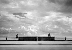 Rest Stop Napoli, Contemporary black and white landscape photo in Italy, ocean