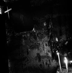 Sanctuary, Contemporary black and white photograph, candles, architecture, rare
