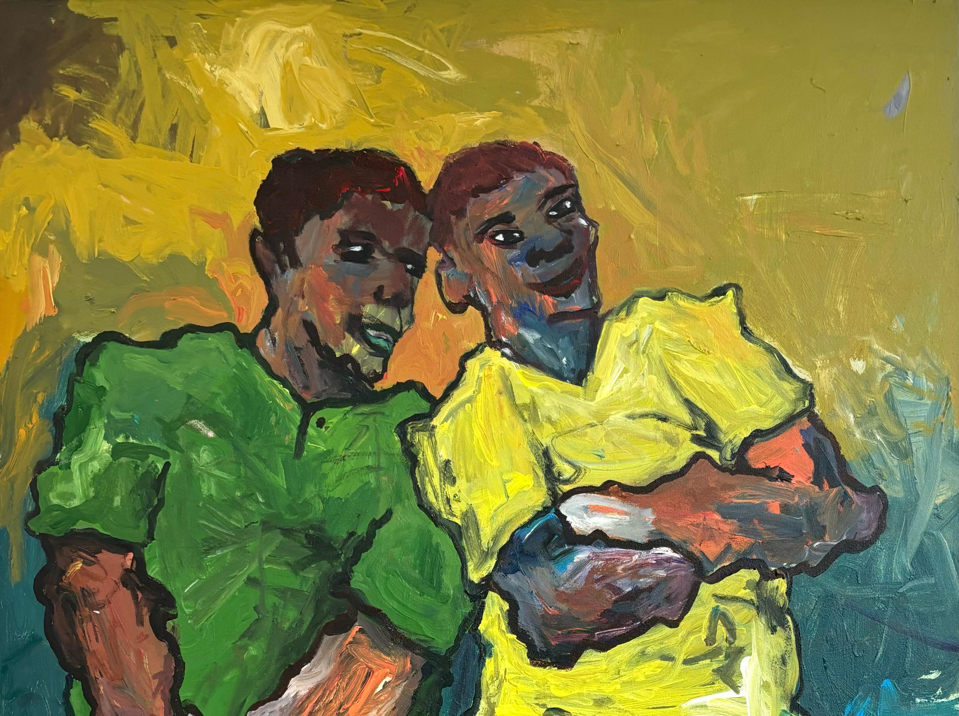 Bond 2 - Siglo XXI, Contemporáneo, Impasto, Moderno, Expresionista, Hombres - Painting de Oshorenoya David Francis