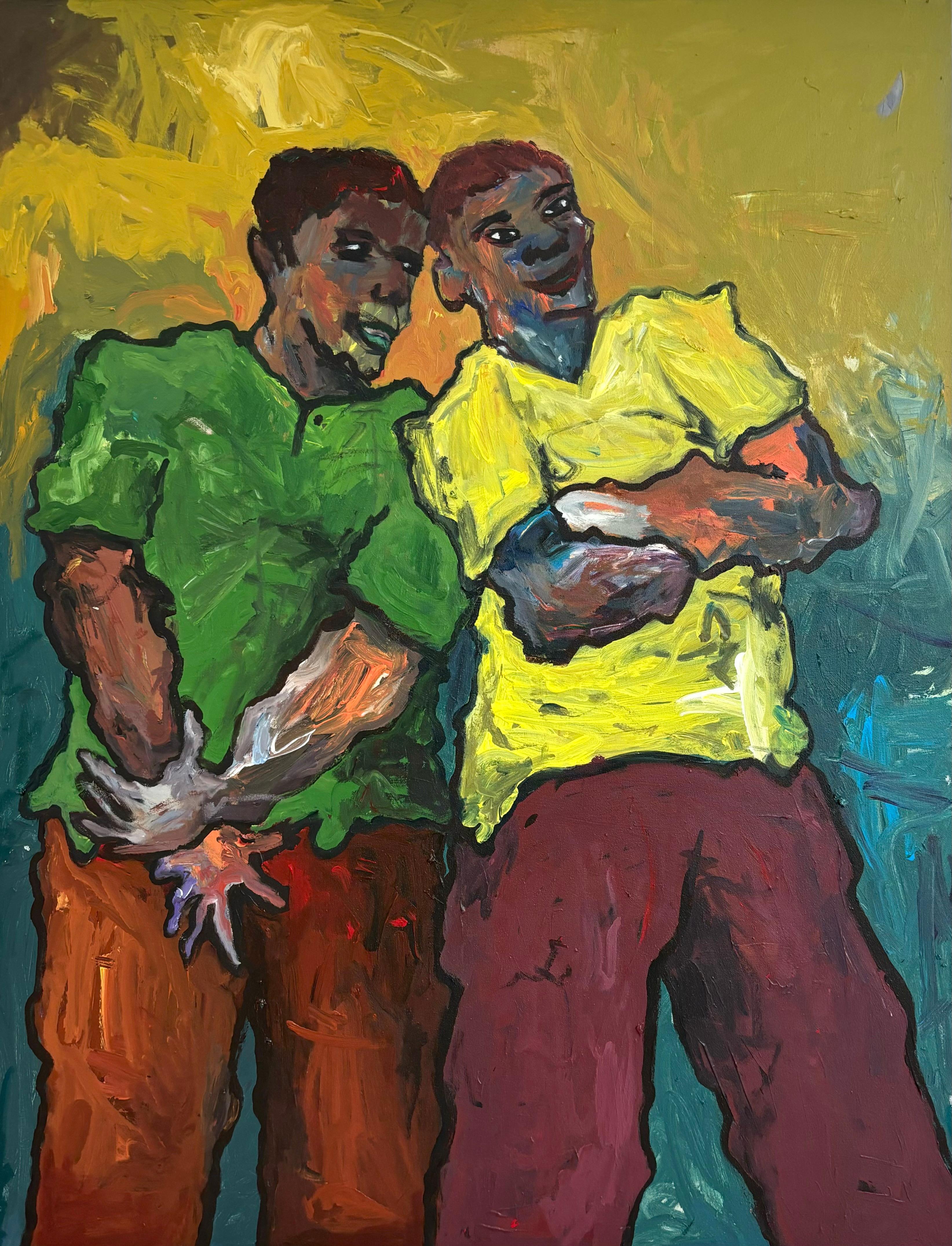 Figurative Painting de Oshorenoya David Francis - Bond 2 - Siglo XXI, Contemporáneo, Impasto, Moderno, Expresionista, Hombres