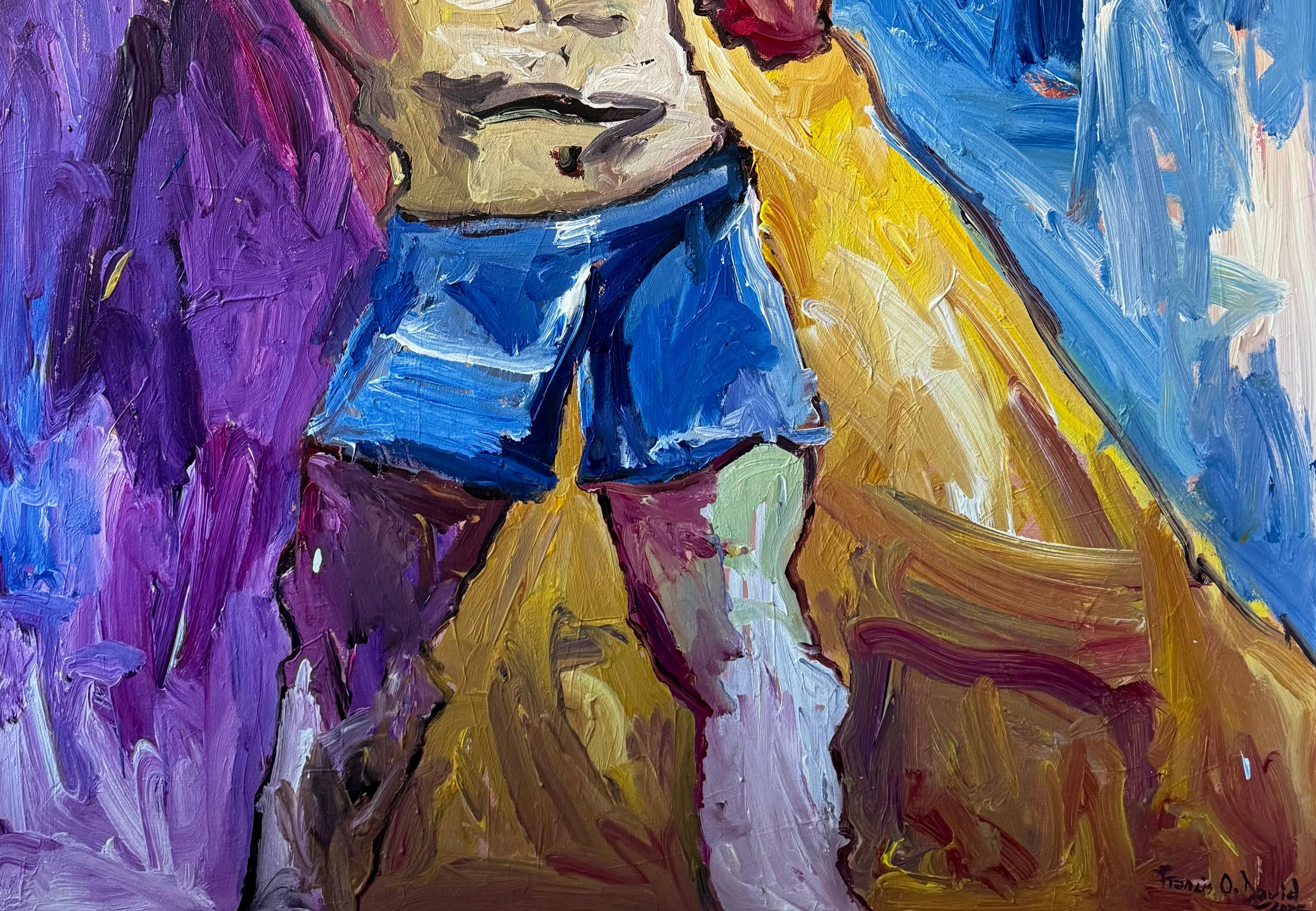 Crecimiento y Amor Propio - Siglo XXI, Contemporáneo, Impasto, Expresionista, Hombres - Figurative Painting Púrpura de Oshorenoya David Francis