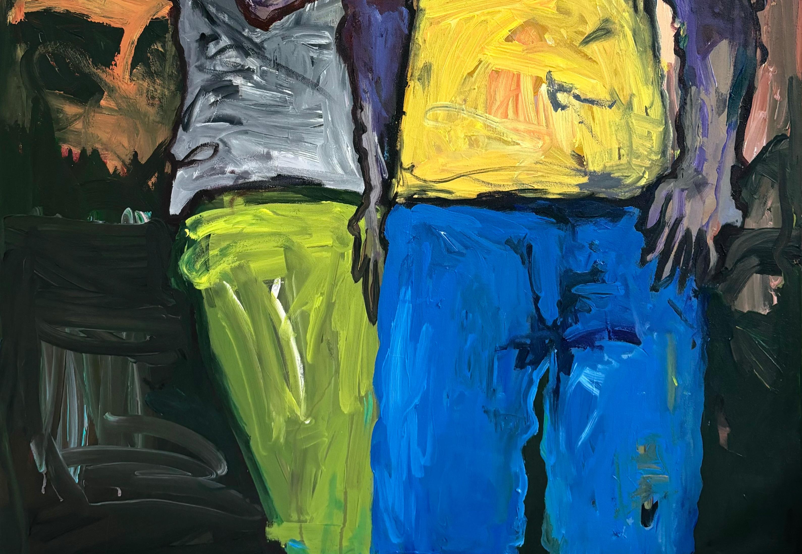 Guy's Talk - 21. Jahrhundert, Contemporary, Impasto, Modern, Expressionist, Männer (Expressionismus), Painting, von Oshorenoya David Francis