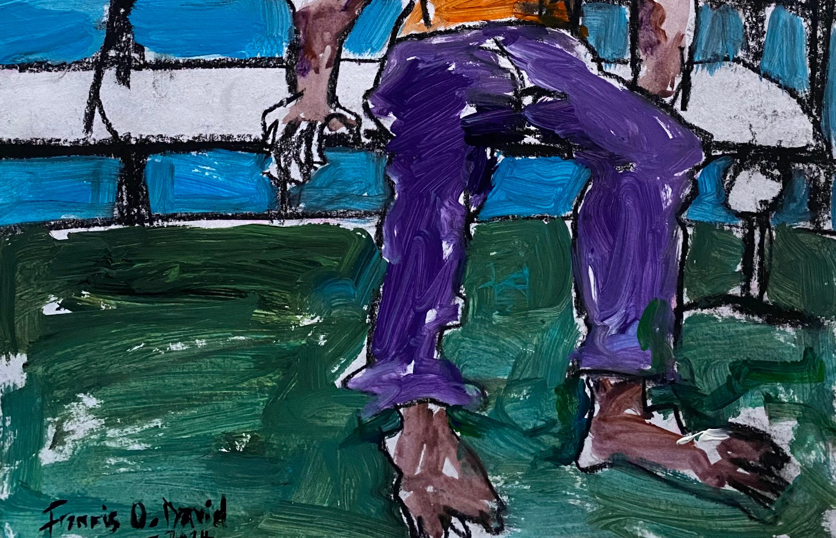En Mi Sueño - Siglo XXI, Contemporáneo, Expresionista, Moderno, Salud Mental - Portrait Painting Azul de Oshorenoya David Francis