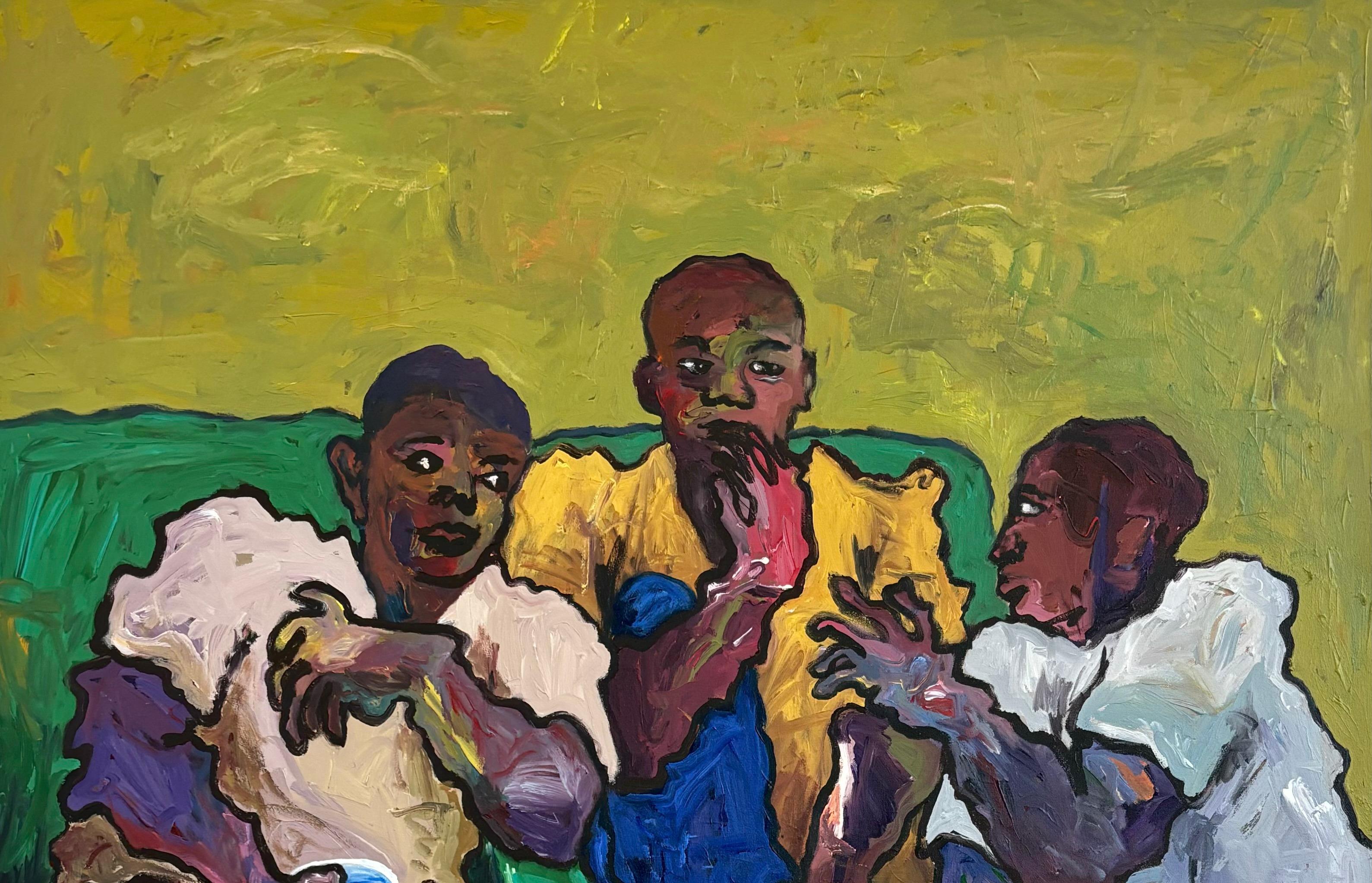 Charla para Hombres - Siglo XXI, Contemporáneo, Impasto Figurativo, Cultura Pop, Hombres - Painting de Oshorenoya David Francis