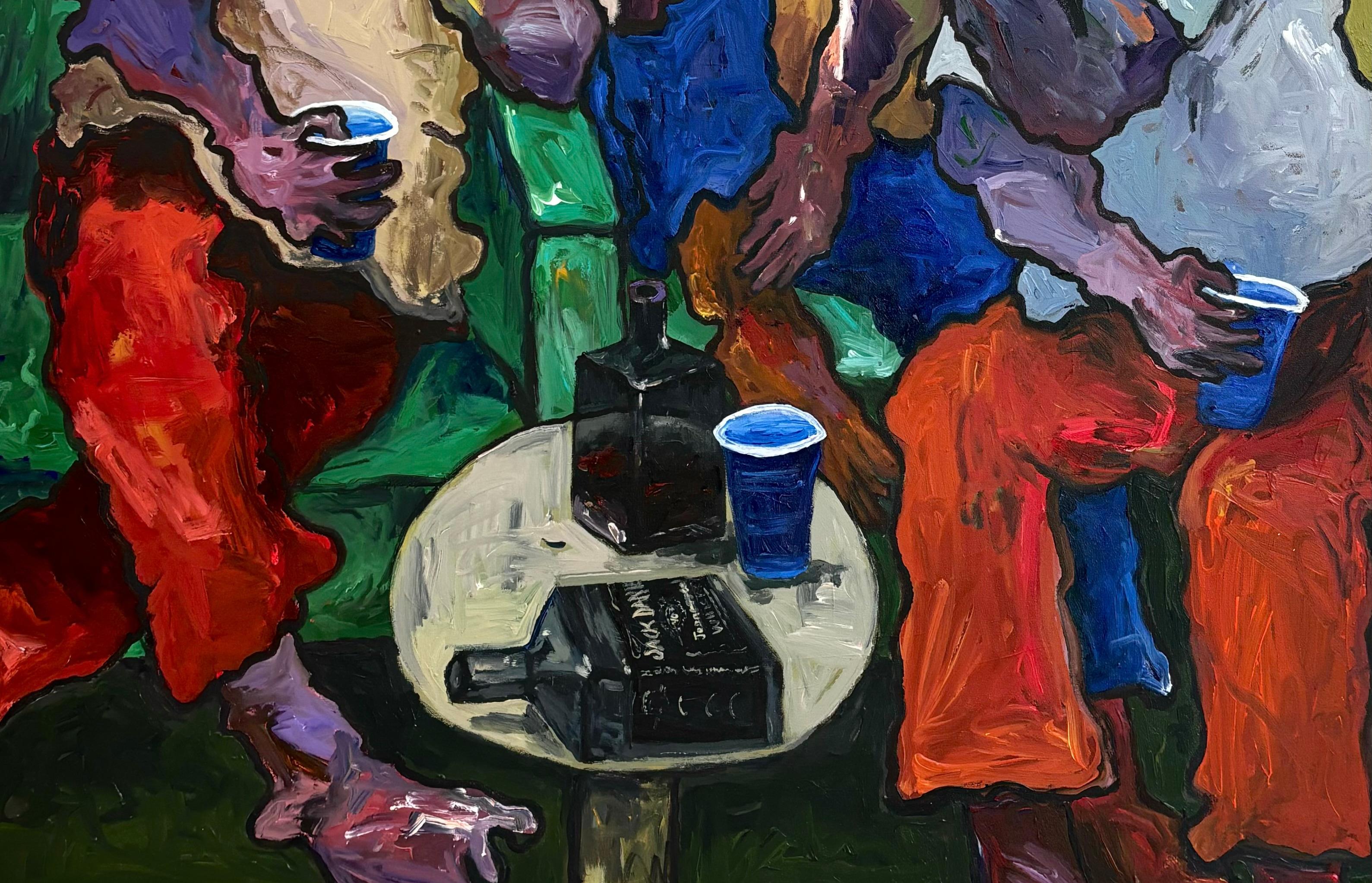 Charla para Hombres - Siglo XXI, Contemporáneo, Impasto Figurativo, Cultura Pop, Hombres - Painting Expresionista de Oshorenoya David Francis