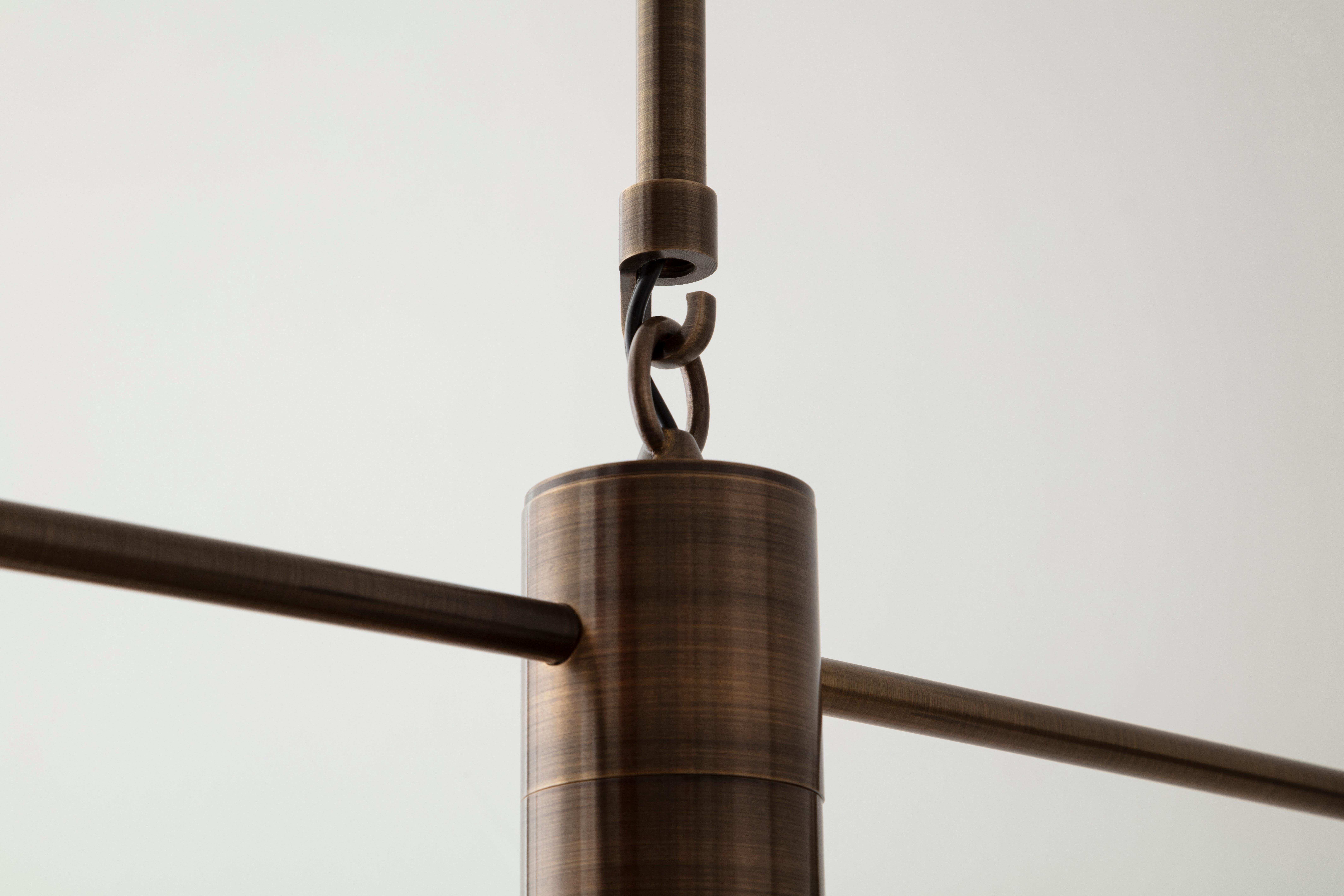 Acrylic Osiris Chandelier '6.12' in Antique Brass by Matthew Fairbank For Sale