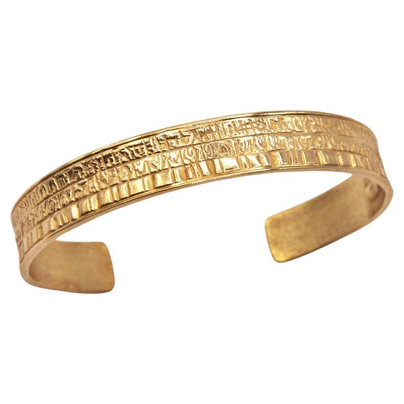 Osiris Cuff in 14k Yellow Gold: a Modern Tribute to Ancient Egypt For Sale