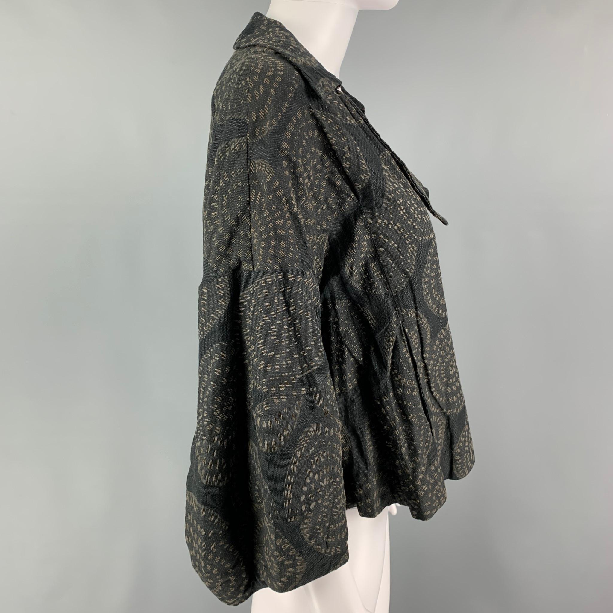 OSKA Size M Black Taupe Cotton Blend Circles Jacket In Good Condition In San Francisco, CA