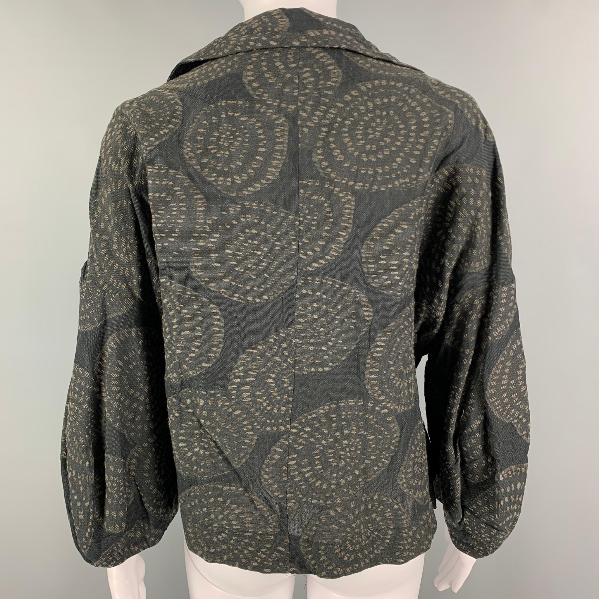 Women's OSKA Size M Black Taupe Cotton Blend Circles Jacket