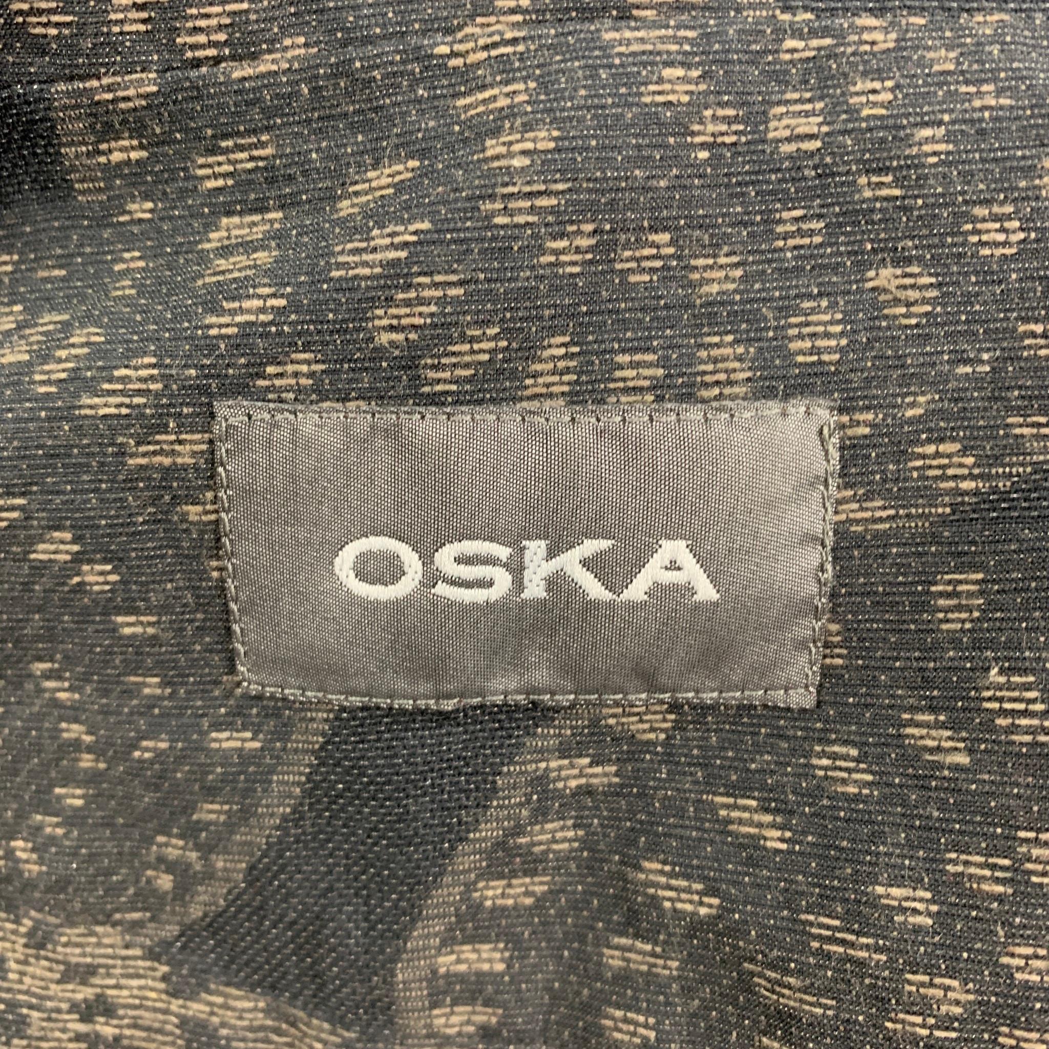 OSKA Size M Black Taupe Cotton Blend Circles Jacket 3