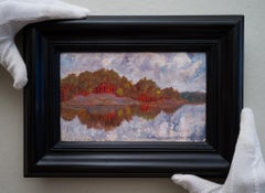 Impressionistisches Ölgemälde mit dem Titel Kiefern im Abendlicht, 1939