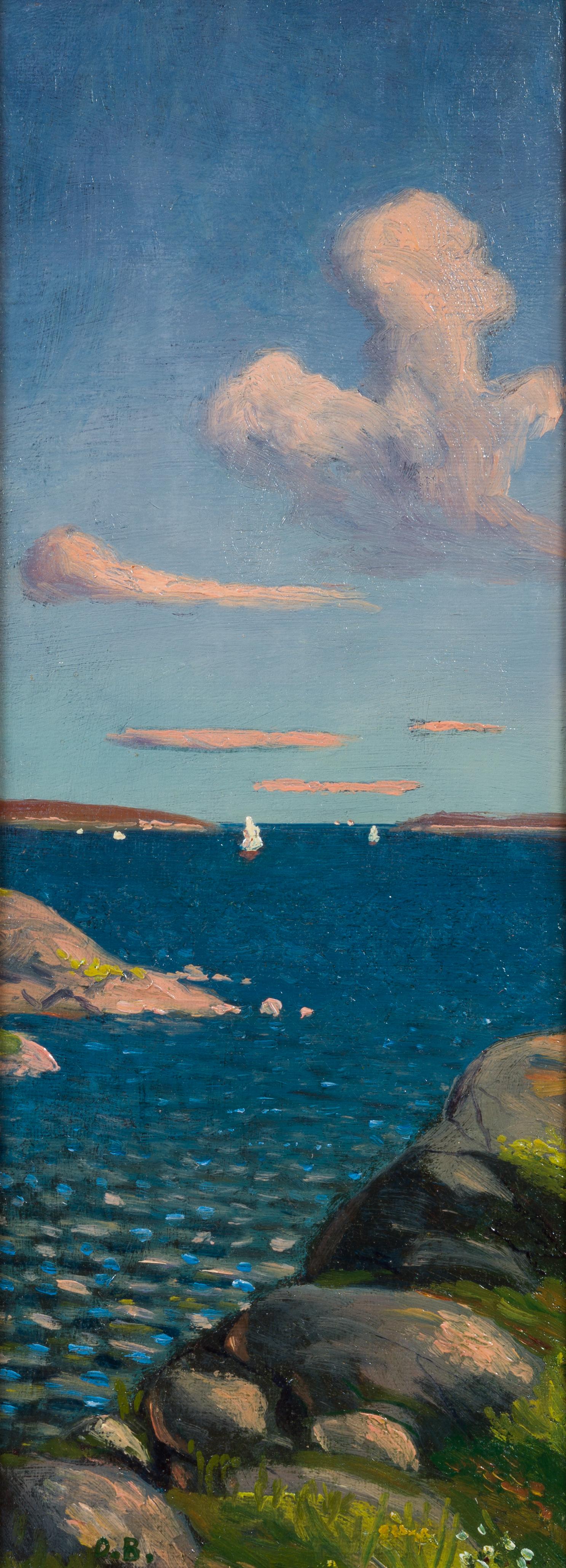 Rare peinture à l'huile d'Oskar Bergman - Archipel extérieur, c.1903-1904 en vente 2