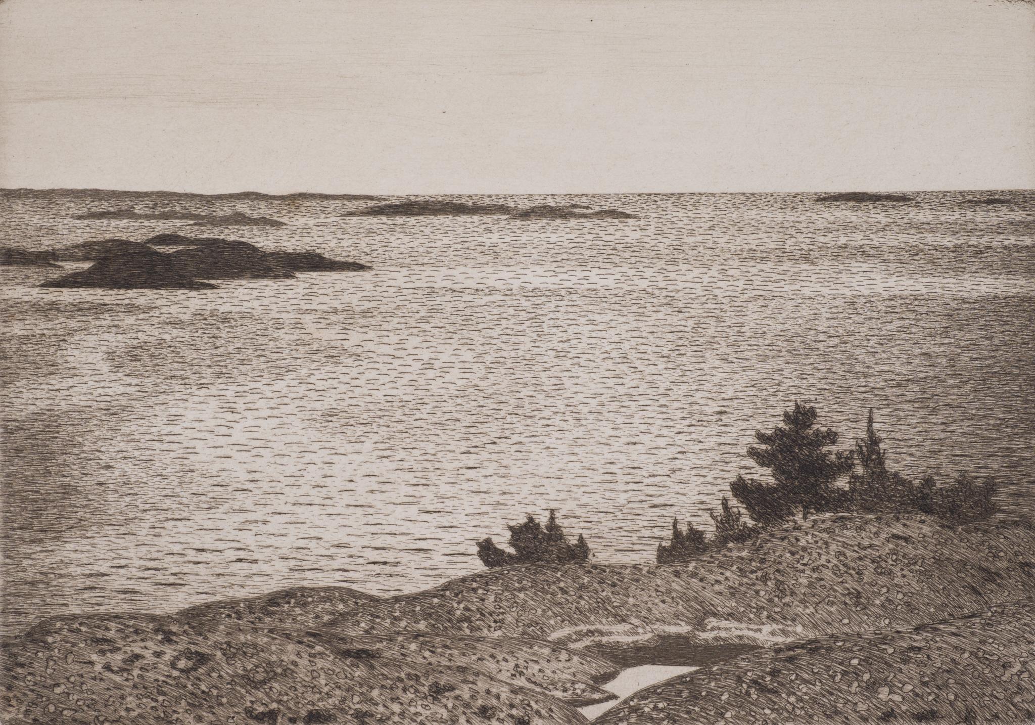 Landscape Print de Oskar Bergman - "Fjärden" (Paisaje Archipiélago Expansivo)