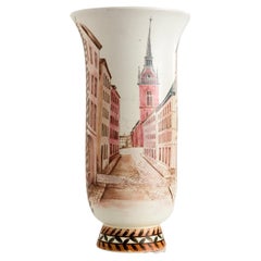  Oskar Dahl "Stockholm" Hand Painted Studio Vase for Rörstrand 1944