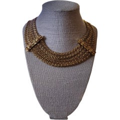 Oskar de la Renta Vintage Multi-Strand Textured Gold-Tone Chain Collar Necklace