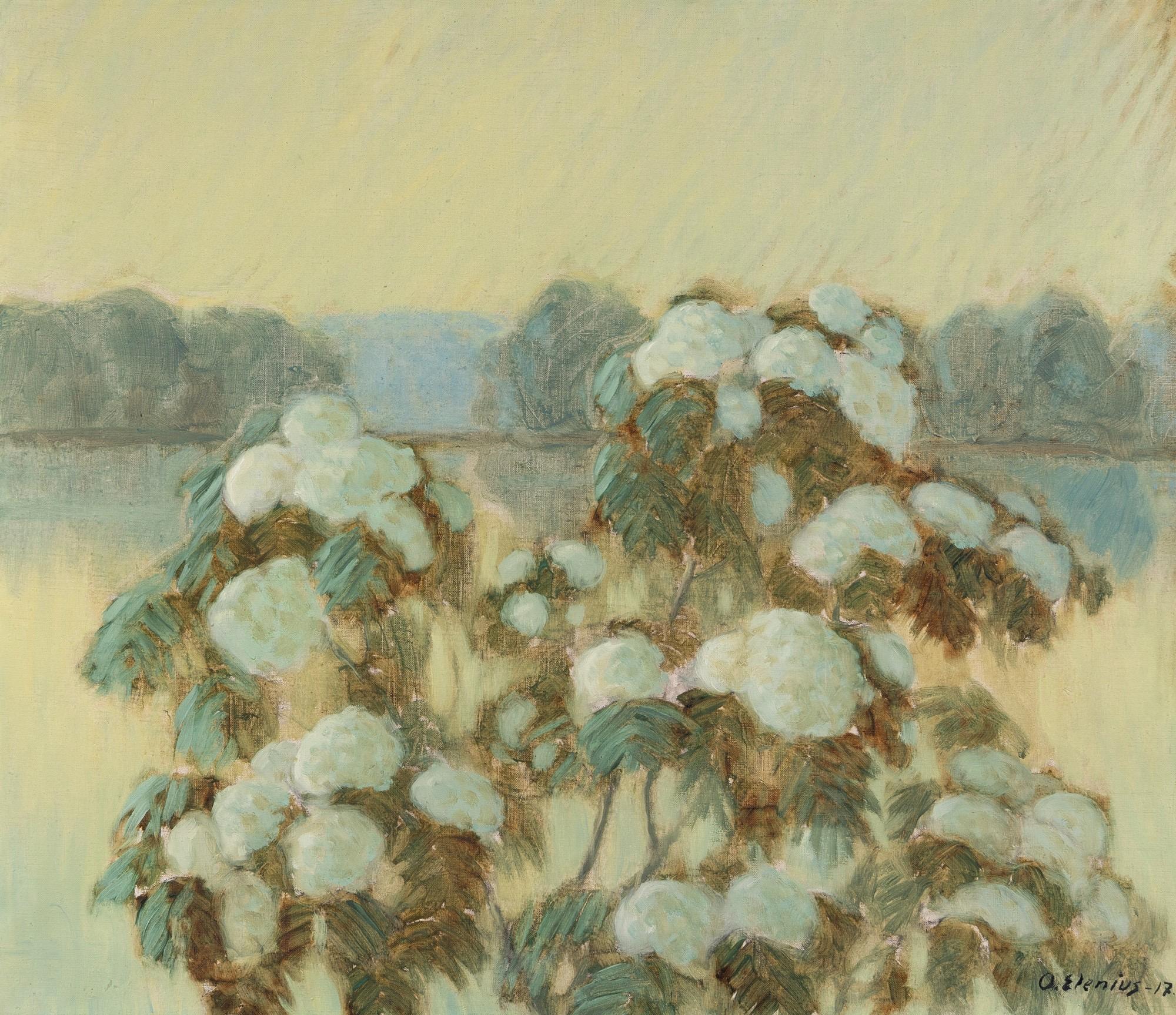 Oskar Elenius, Blossoming Rowan Tree in Landscape. Signed and Dated 1917. 1