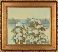 Antique Oskar Elenius, Blossoming Rowan Tree in Landscape. Signed and Dated 1917.