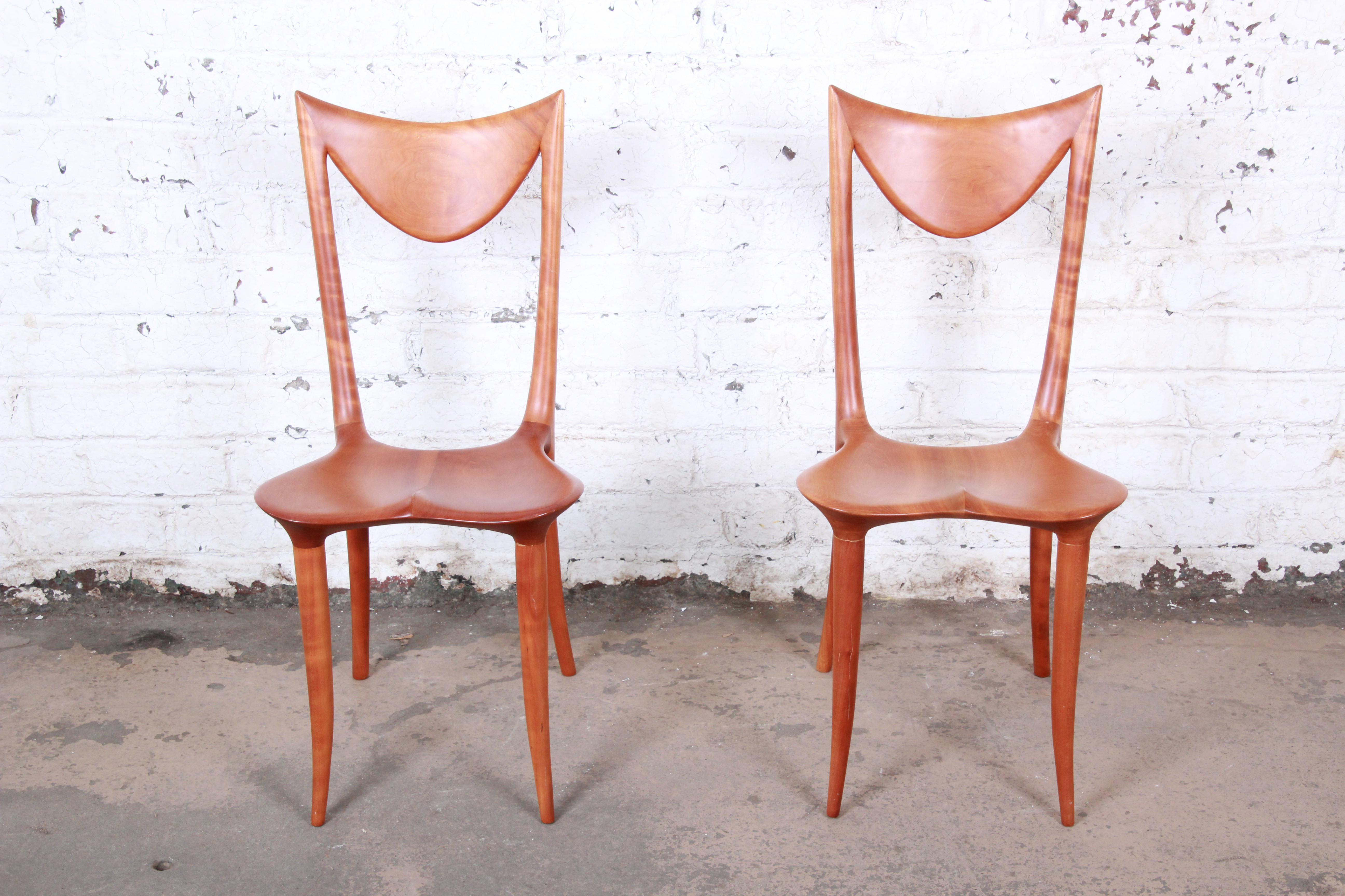 American Oskar Kogoj Studio Craftsman Sculptural 'Venetia' Chairs, Pair