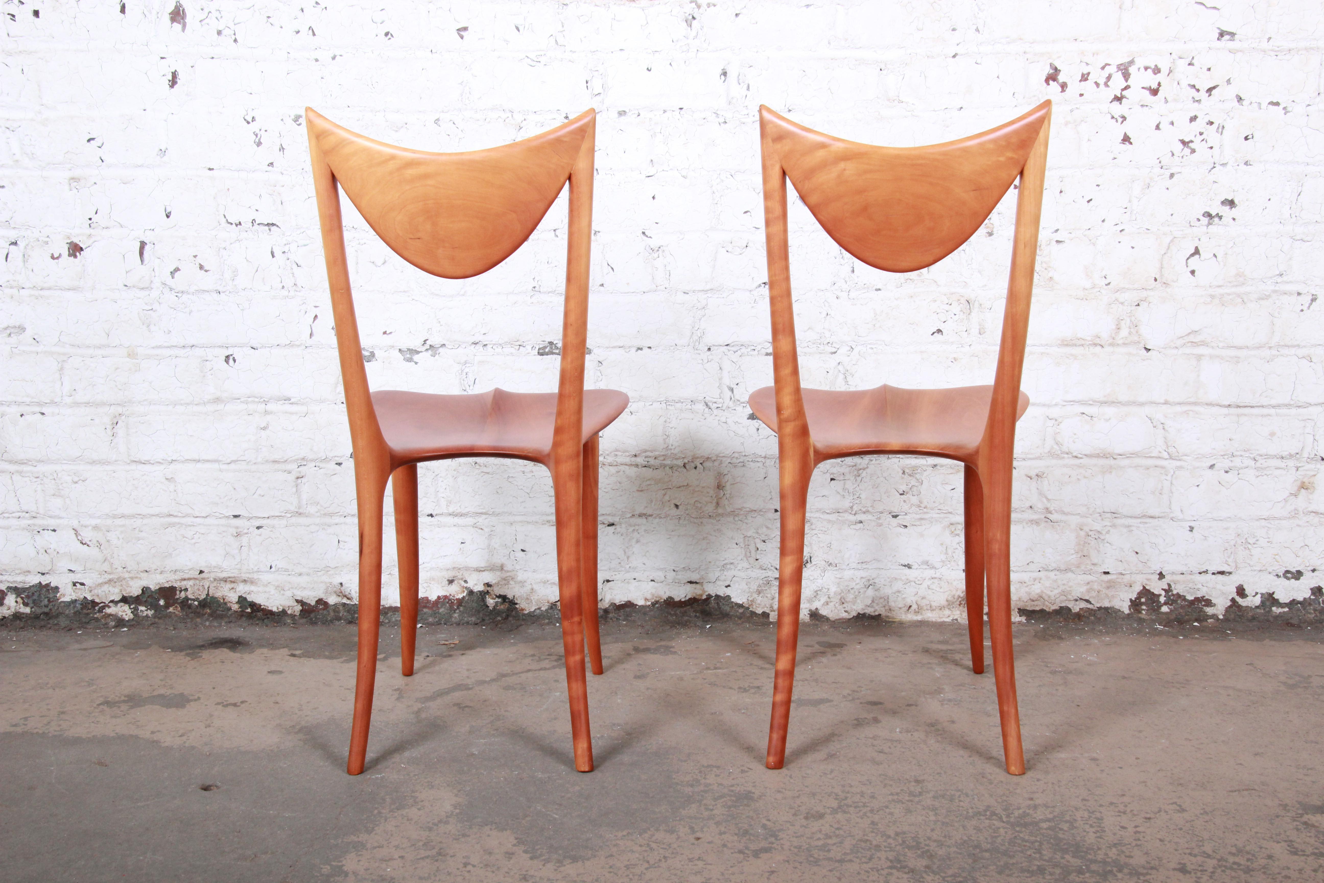 Late 20th Century Oskar Kogoj Studio Craftsman Sculptural 'Venetia' Chairs, Pair