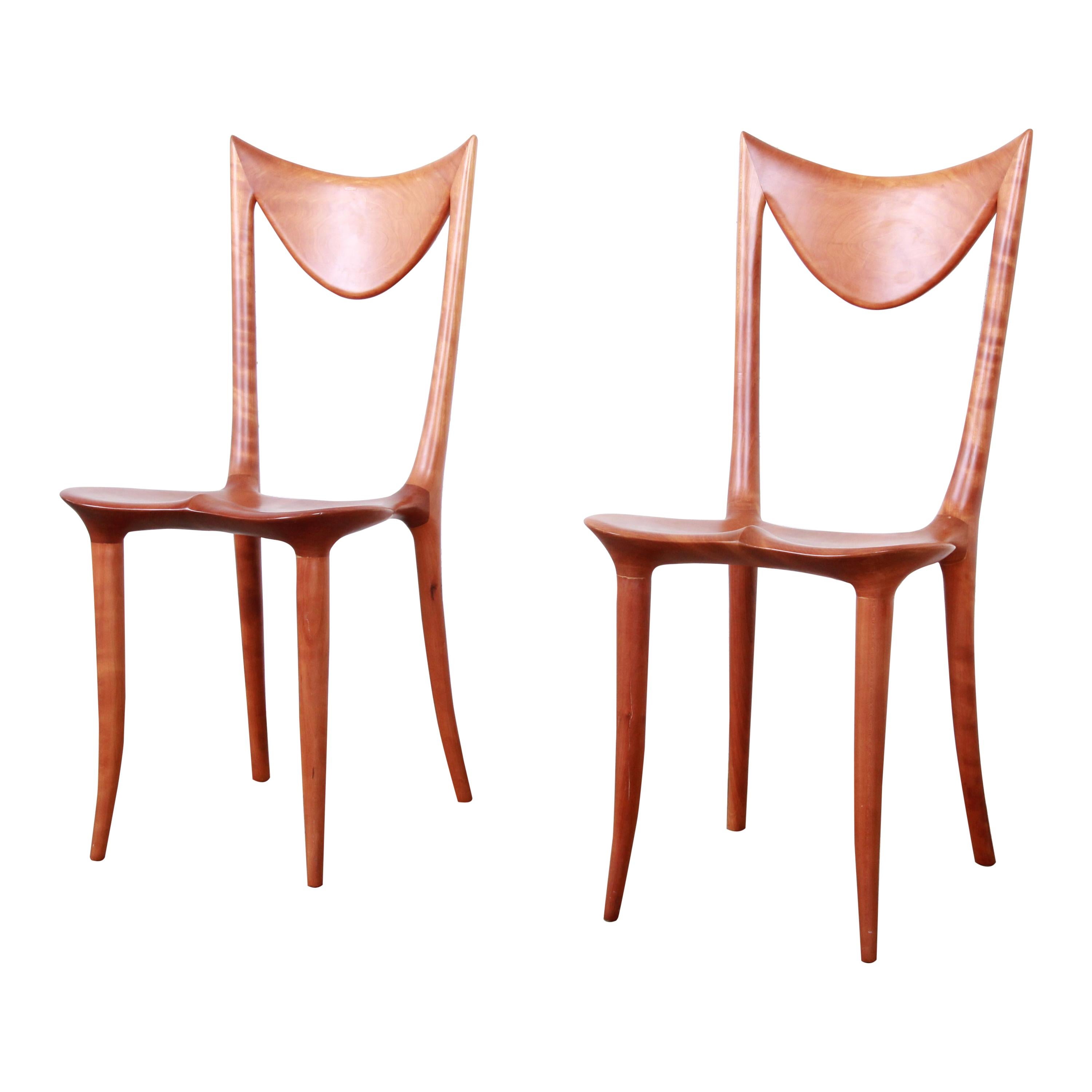 Oskar Kogoj Studio Craftsman Sculptural 'Venetia' Chairs, Pair
