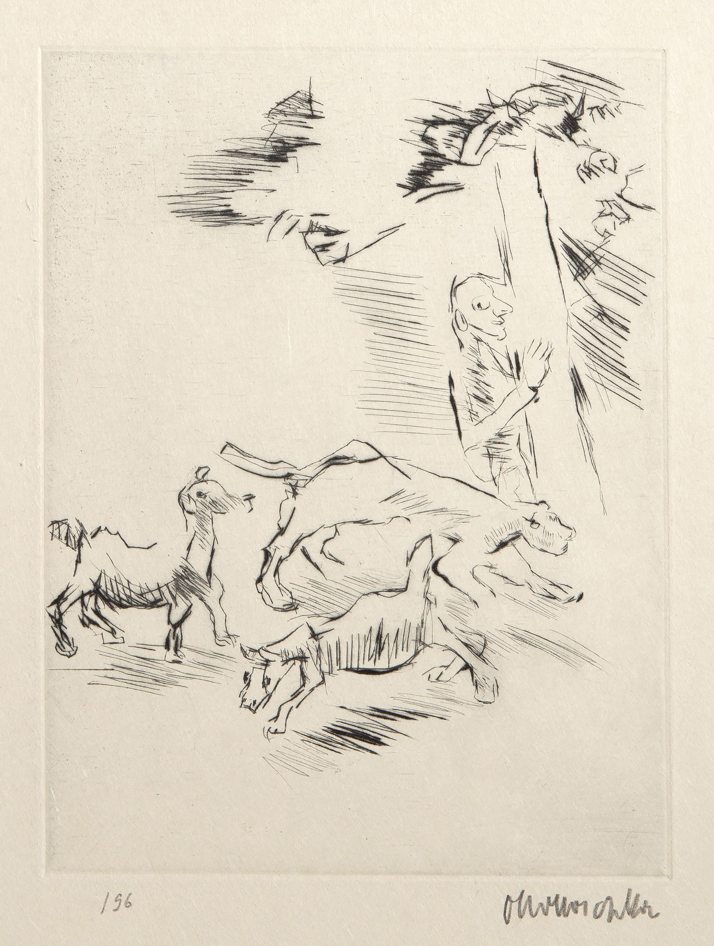  Oskar Kokoschka, Österreicher (1886 - 1980) -  Der Beobachter, Jahr: ca. 1959, Medium: Radierung auf Naturbütten, mit Bleistift signiert und nummeriert, Auflage: 96, Bildformat: 9.25 x 7 inches, Format: 15.25 x 10.75 in. (38.74 x 27.31 cm), Verlag: