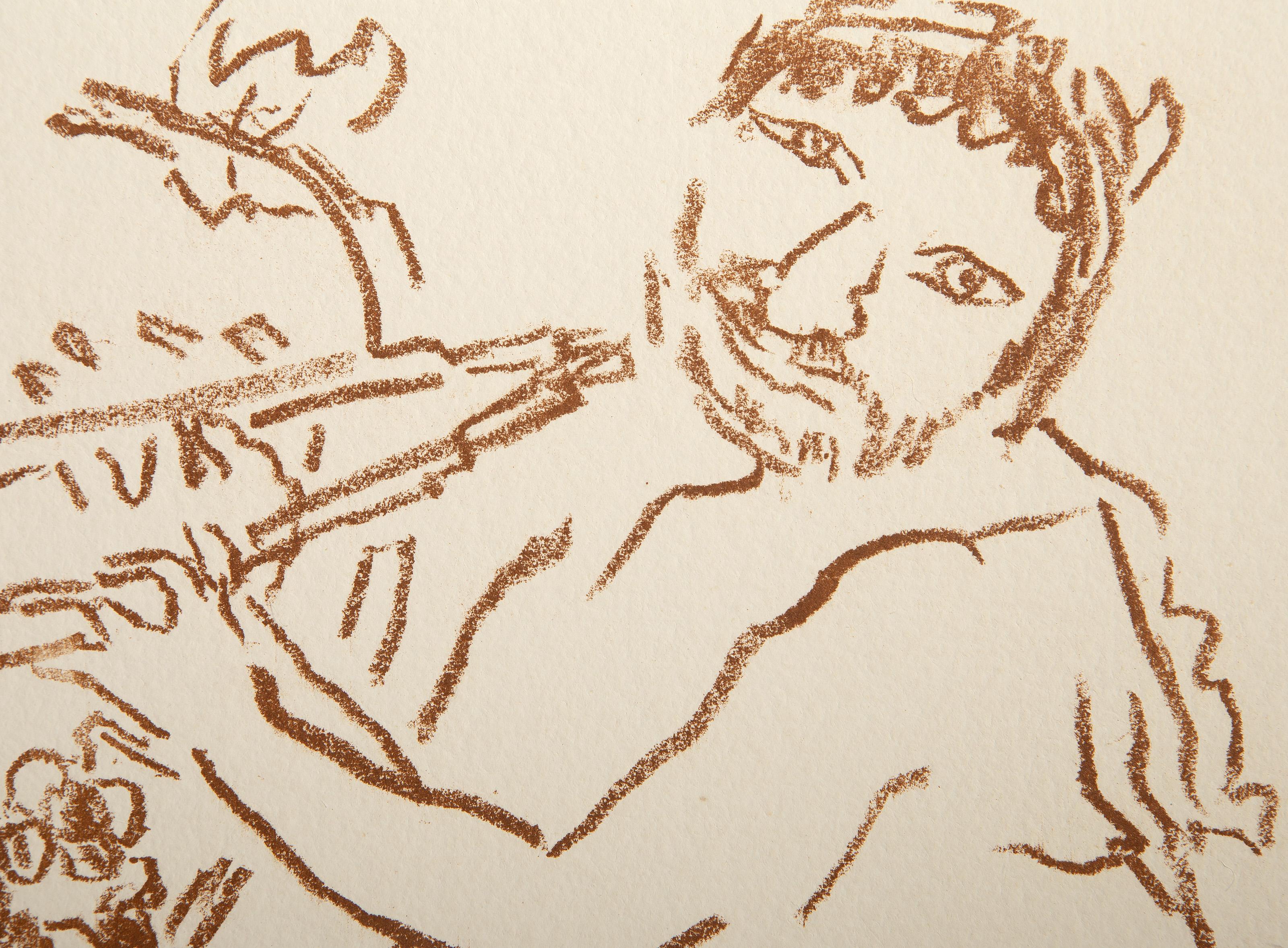 Musizierender Faun, Modern Lithograph by Oskar Kokoschka For Sale 1