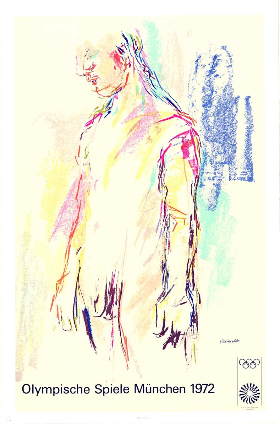 Nude Print di Oskar Kokoschka - Olymp originale di Monaco di Baviera 1972  Poster sportivo d
epoca di Munchen