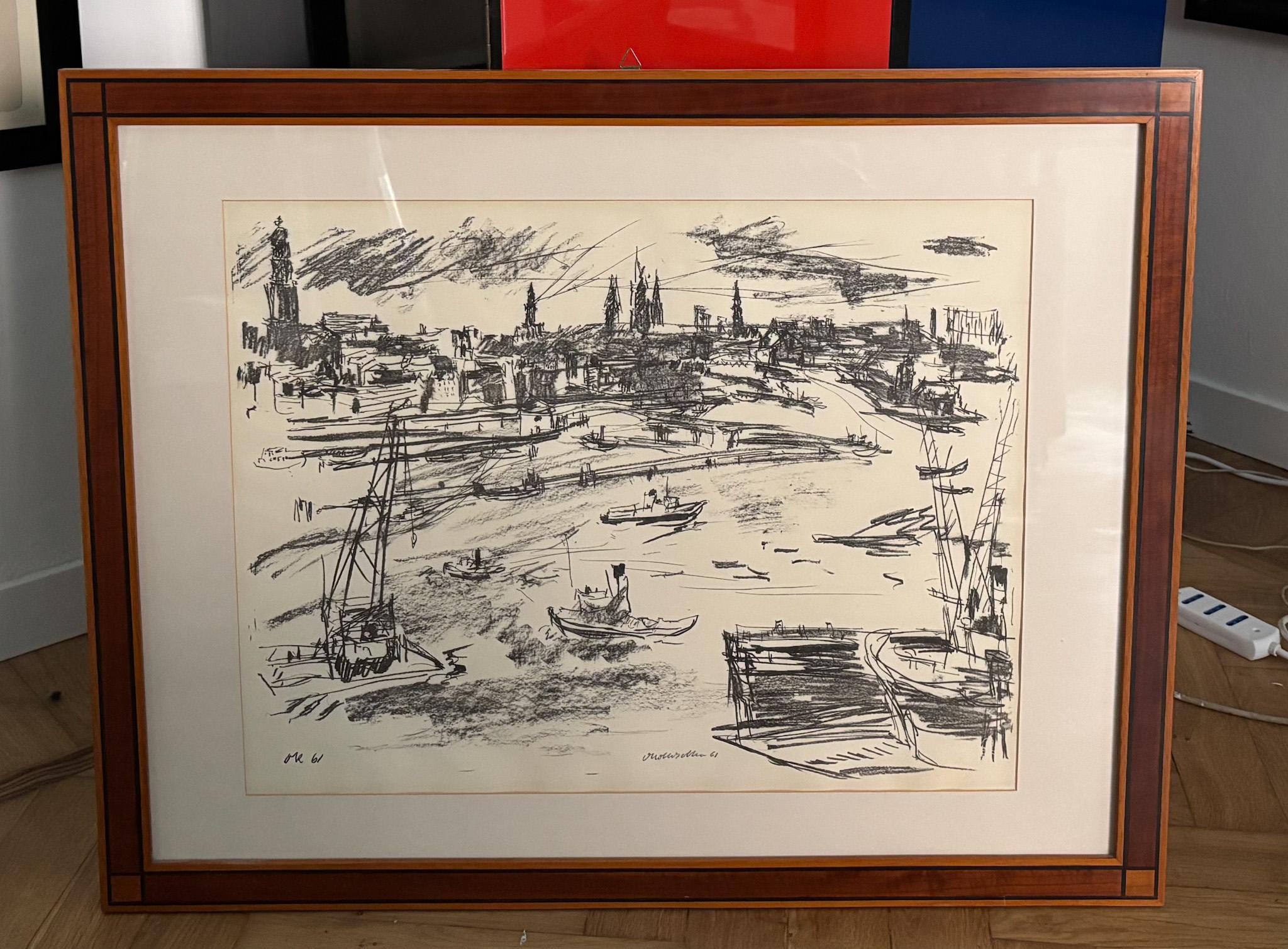 Oskar Kokoschka (1886-1980) - Port de Hambourg - Lithographie sur papier - 1961 en vente 1