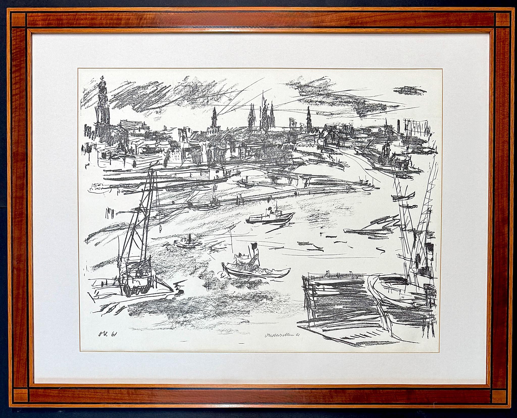 Oskar Kokoschka (1886-1980) - Puerto de Hamburgo - Litografía sobre papel - 1961 en venta 3