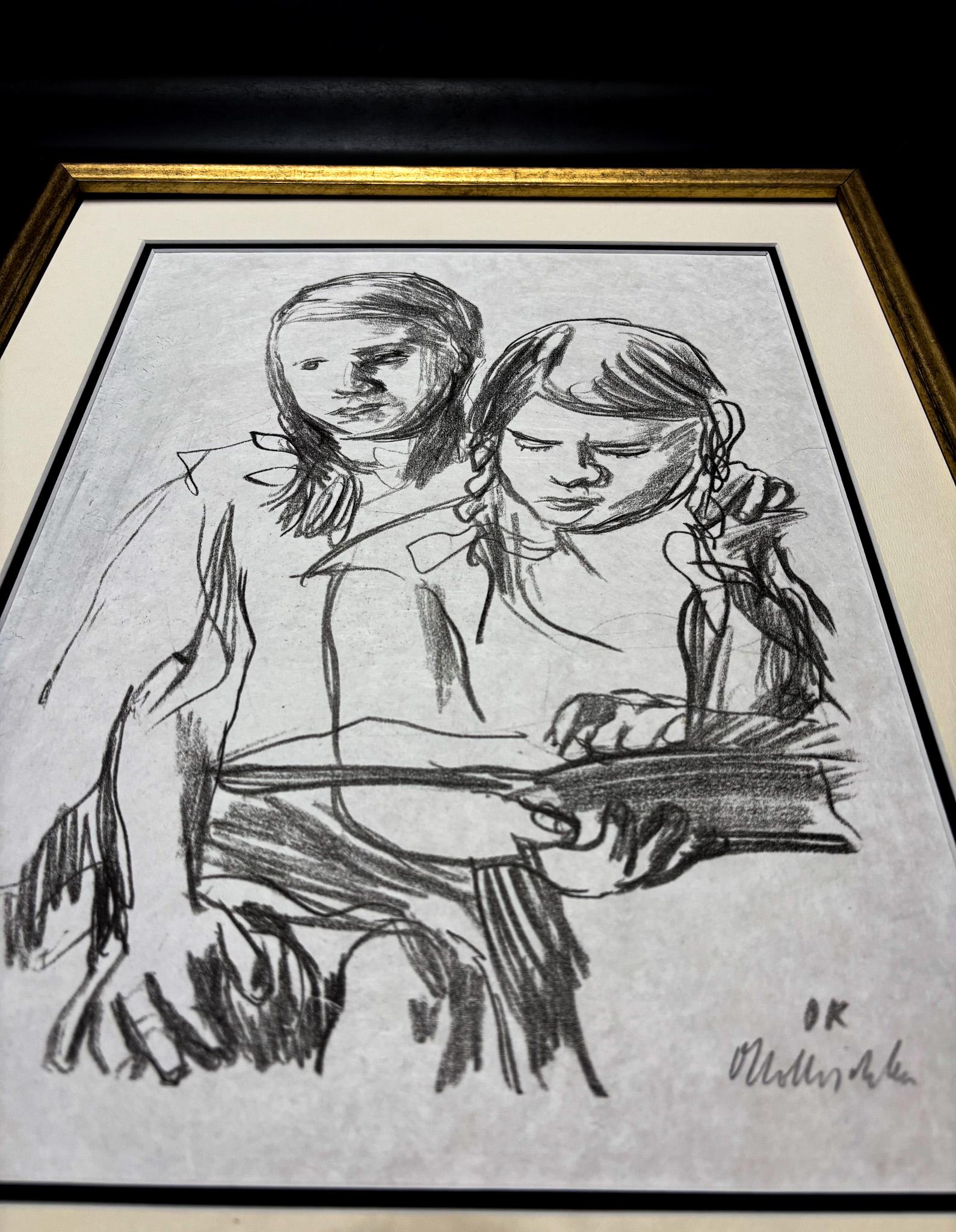 Oskar Kokoschka (1886-1980) - Zwei lesende Mädchen - Lithographie à la craie - 1931 en vente 3