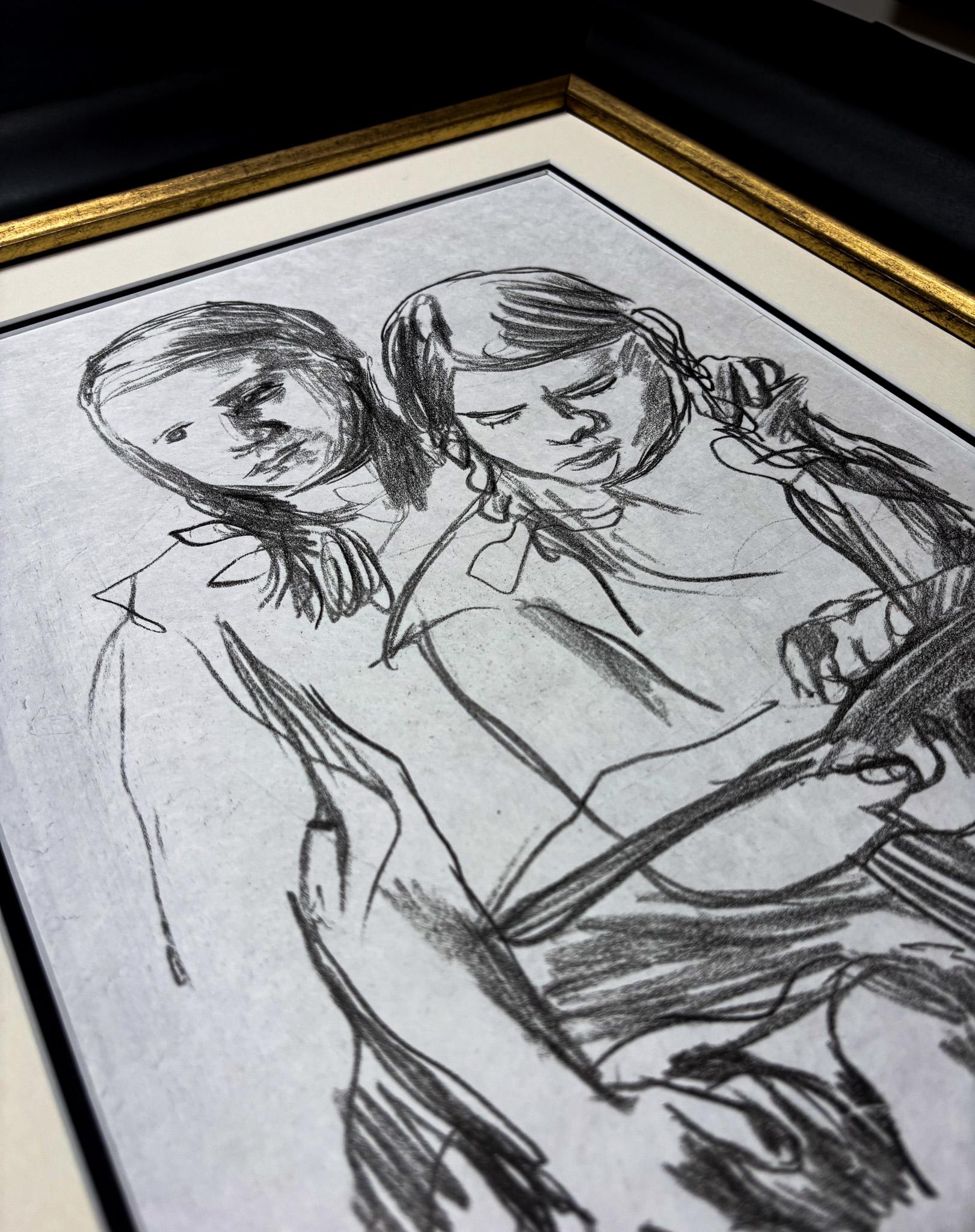 Oskar Kokoschka (1886-1980) - Zwei lesende Mädchen - Lithographie à la craie - 1931 en vente 4