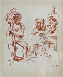 Gemälde, Maler und Modell – Oskar Kokoschka – Originallithographie 1959