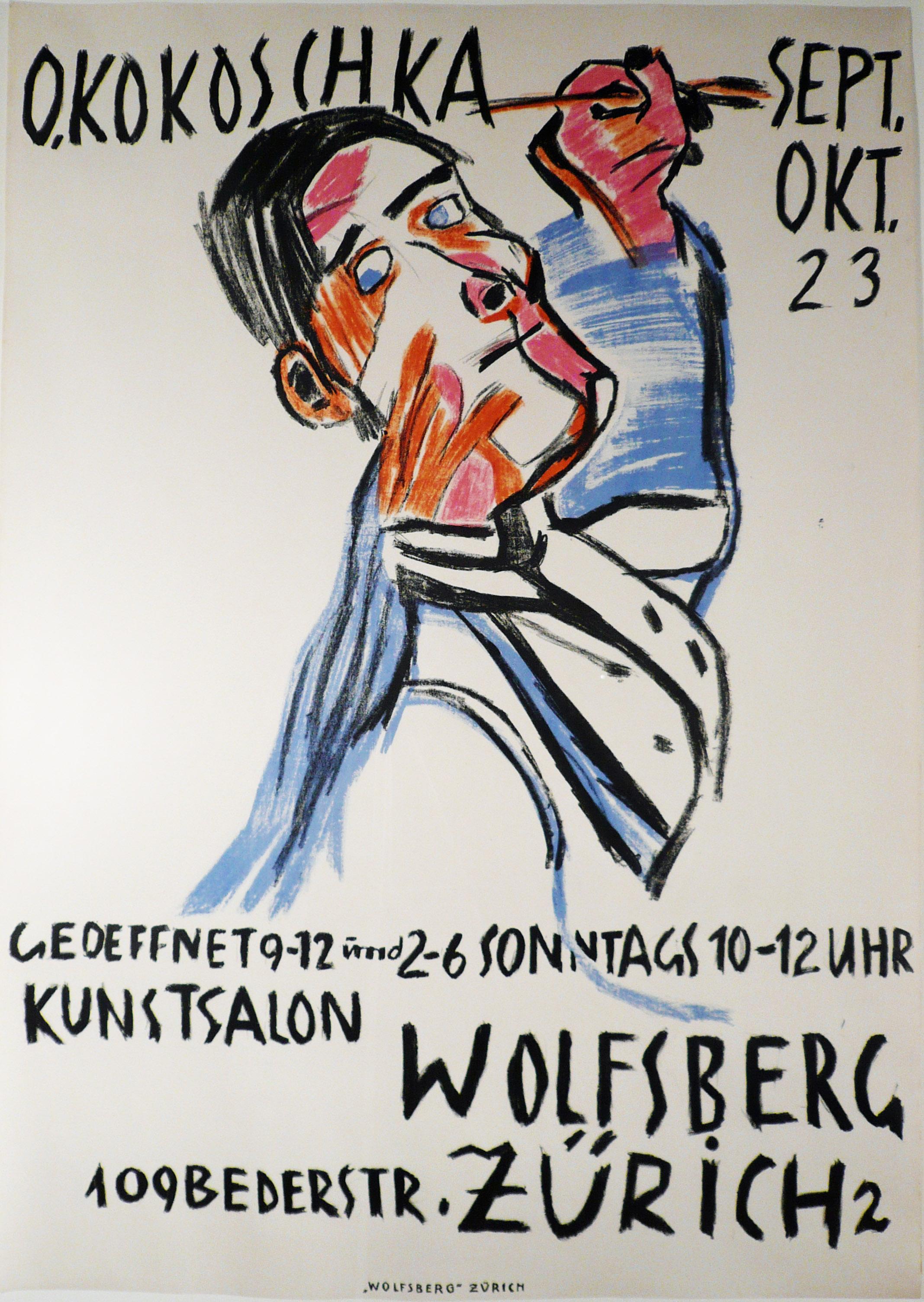 Portrait Print di Oskar Kokoschka - SELBSTBILNIS VON ZWEI SEITEN ALS MALER (SALON WOLFSBERG).