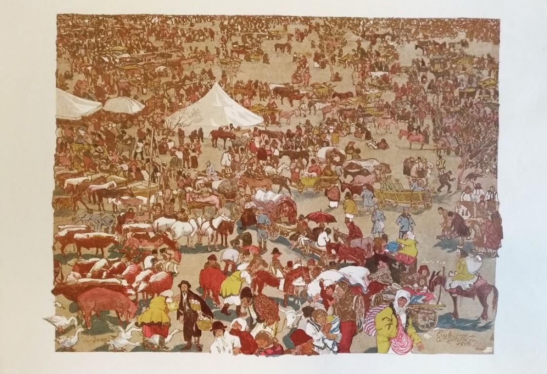 Oskar Laske Figurative Print – Evakuierte in Ostgalizien
