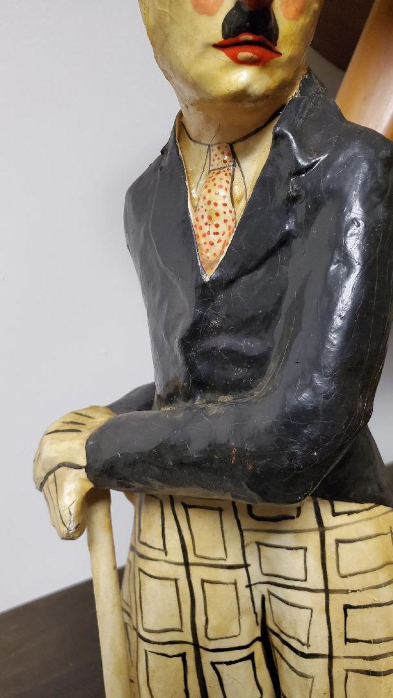 Oskar Raoul Papier Mache Chaplin Little Tramp Sculpture Signed by Artist 1970 For Sale 3