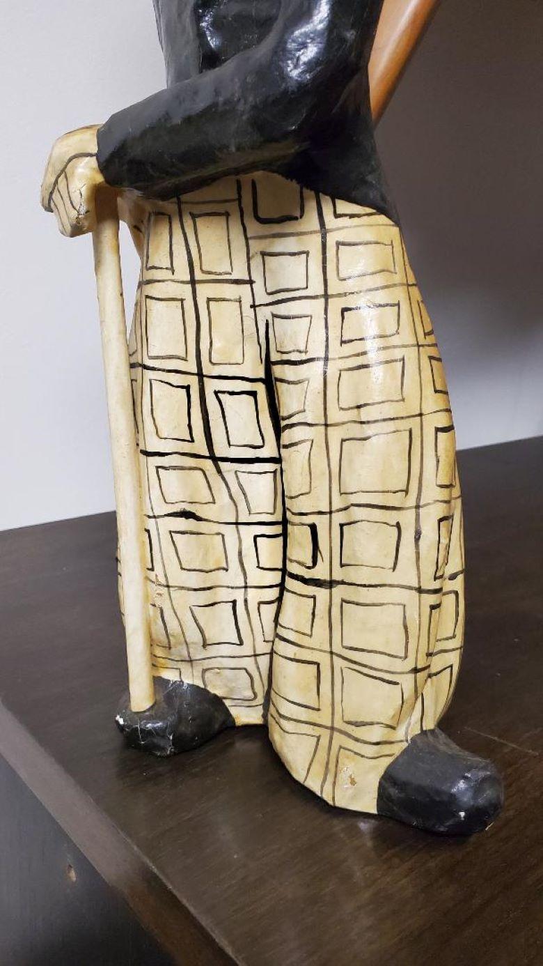 Oskar Raoul Papier Mache Chaplin Little Tramp Sculpture Signed by Artist 1970 For Sale 4