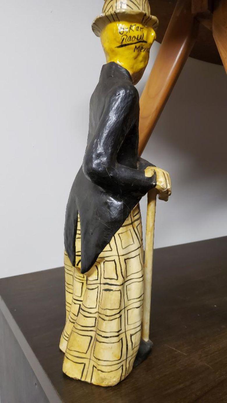 Oskar Raoul Papier Mache Chaplin Little Tramp Sculpture Signed by Artist 1970 In Good Condition For Sale In Monrovia, CA