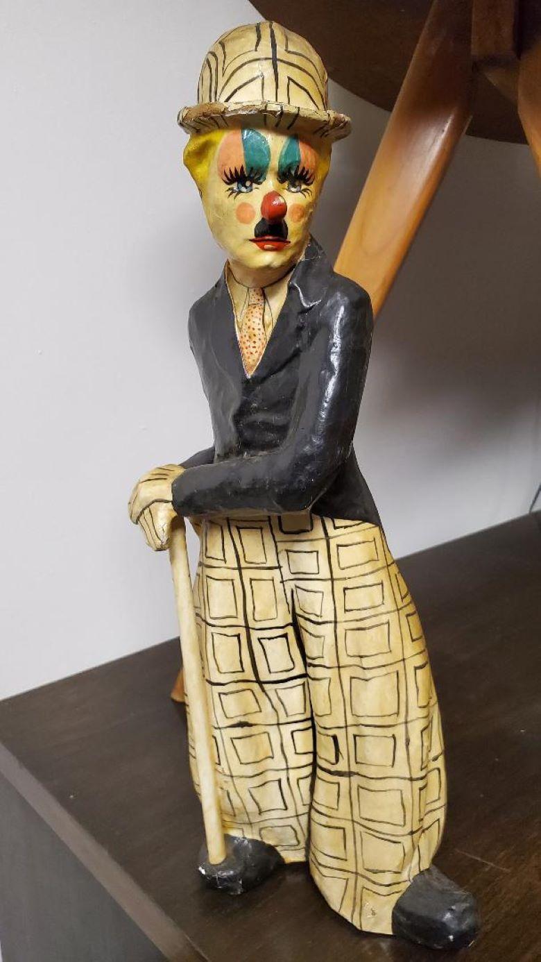 Oskar Raoul Papier Mache Chaplin Little Tramp Sculpture Signed by Artist 1970 For Sale 1