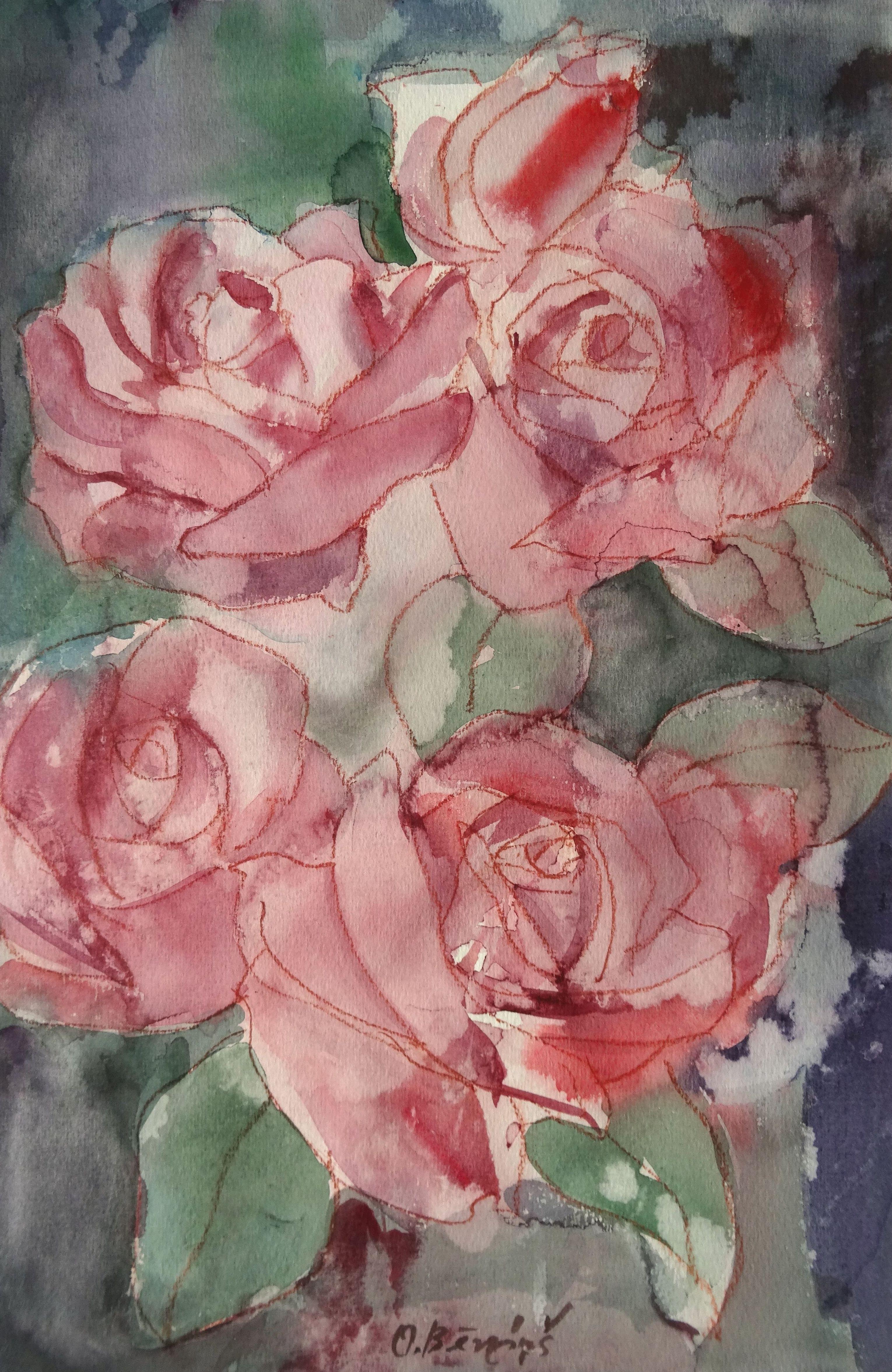 Roses. 1993, Papier, Aquarell, Pastell, 47x31 cm