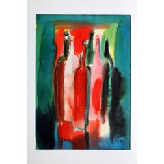 Naturaleza muerta con botellas. 1999, papel, acuarela, 56,5x40 cm