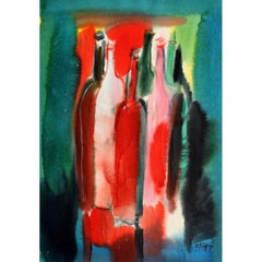 Stillleben mit Flaschen. 1999, Papier, Aquarell, 56,5x40 cm