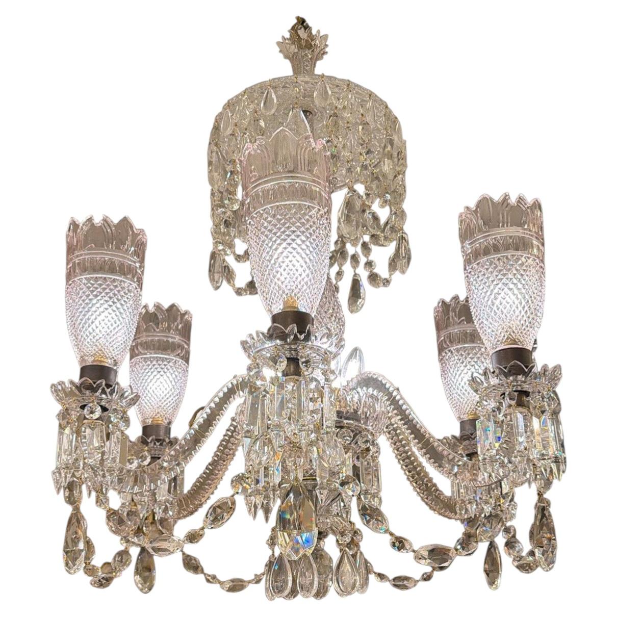 Osler Crystal Cut Glass Six-Arm Chandelier