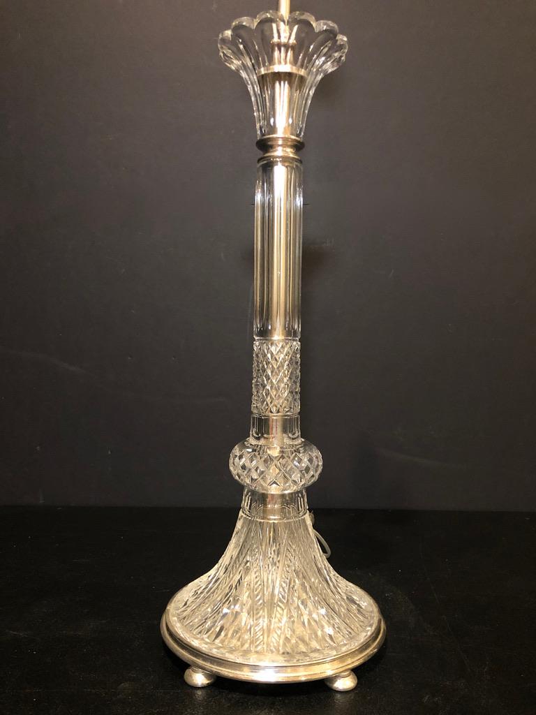 English Cut Crystal Lamp By F&C Osler For Sale