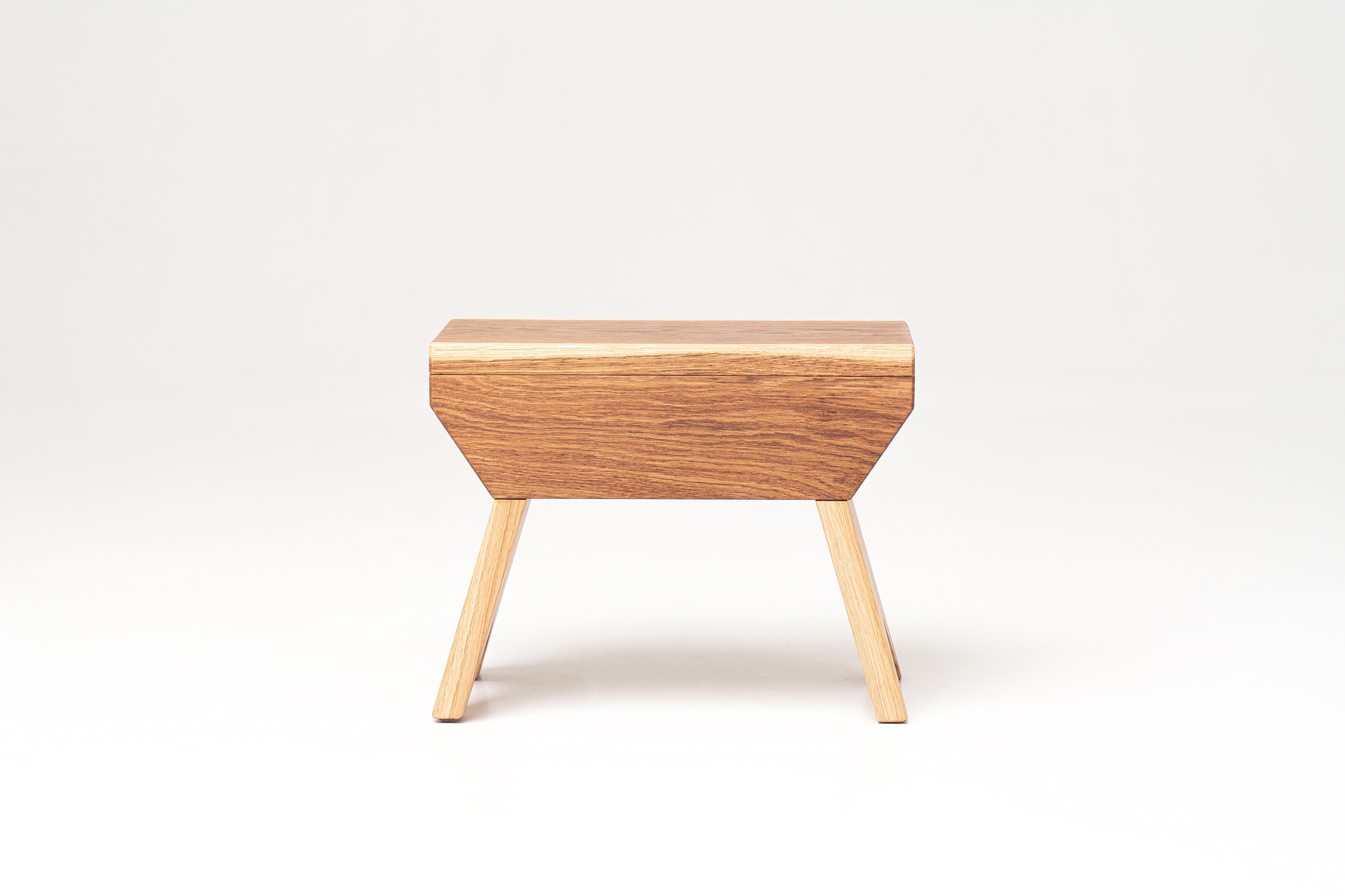 Oslinchik 01 Low Stool by Oito
Dimensions: D21 x W38 x H30 cm
Materials: Oak wood, wax or paint.
Weight: 4 kg
Also Available in different colours.

Wooden stools are a trend for environmental friendliness and home comfort. We try to make our