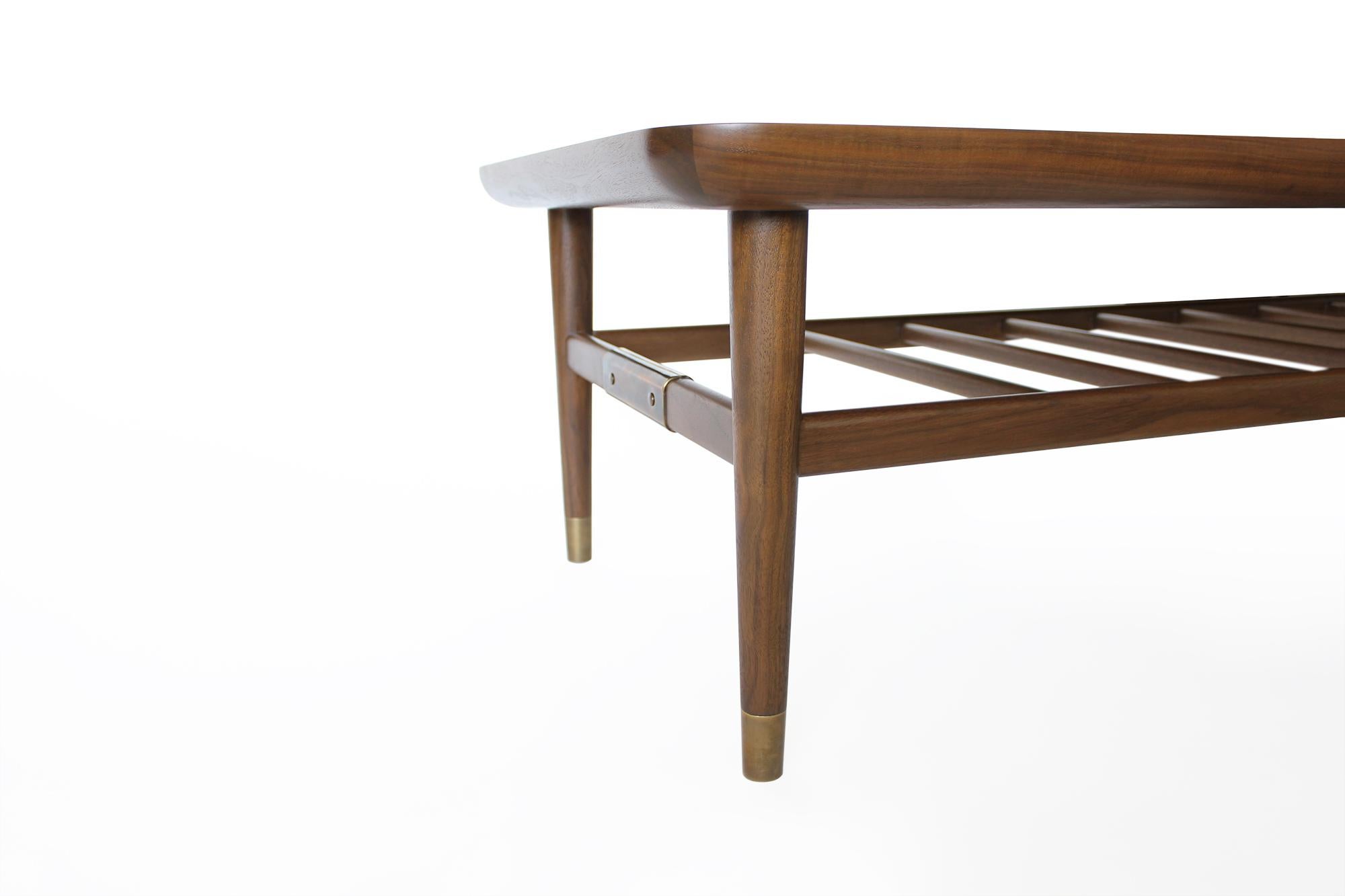 Oslo Cocktail Table in Light Walnut with Antique Brass Fittings 1