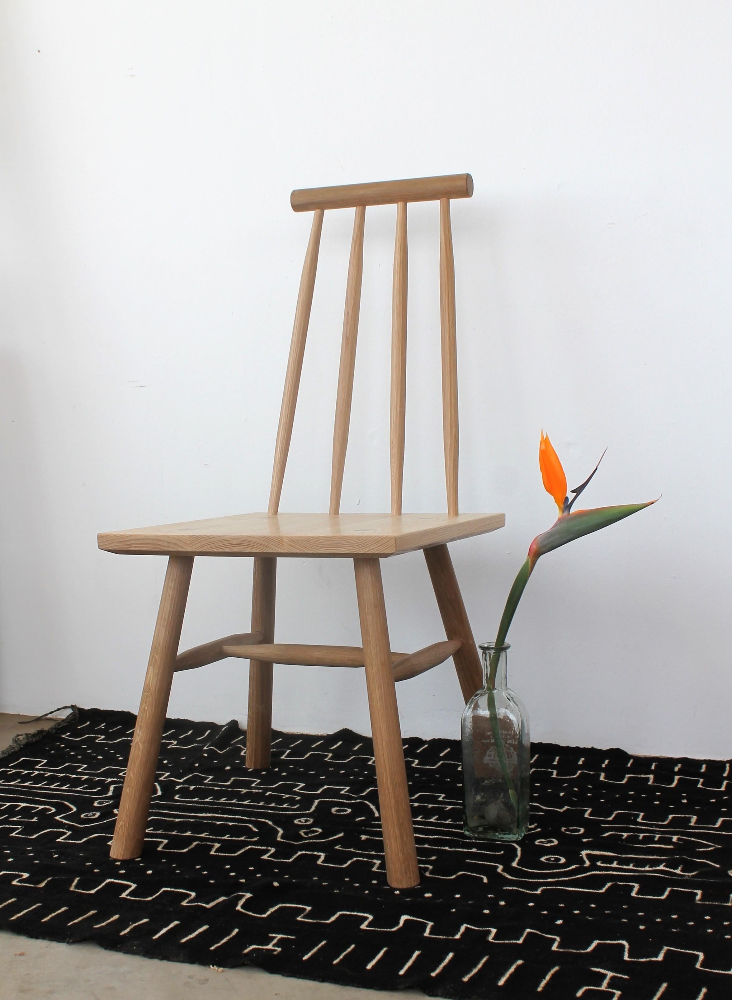 The Oslo dining chair draws its lines from the simple folk art seating found across Scandinavia; a place where connection has been maintained with the natural world and ancient crafts. Usually hand made in fair woods like pine, the chair forms are