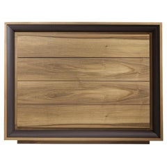 Oslo Dresser, Solid Walnut Wood with Brown Leather Border Bedroom Dresser